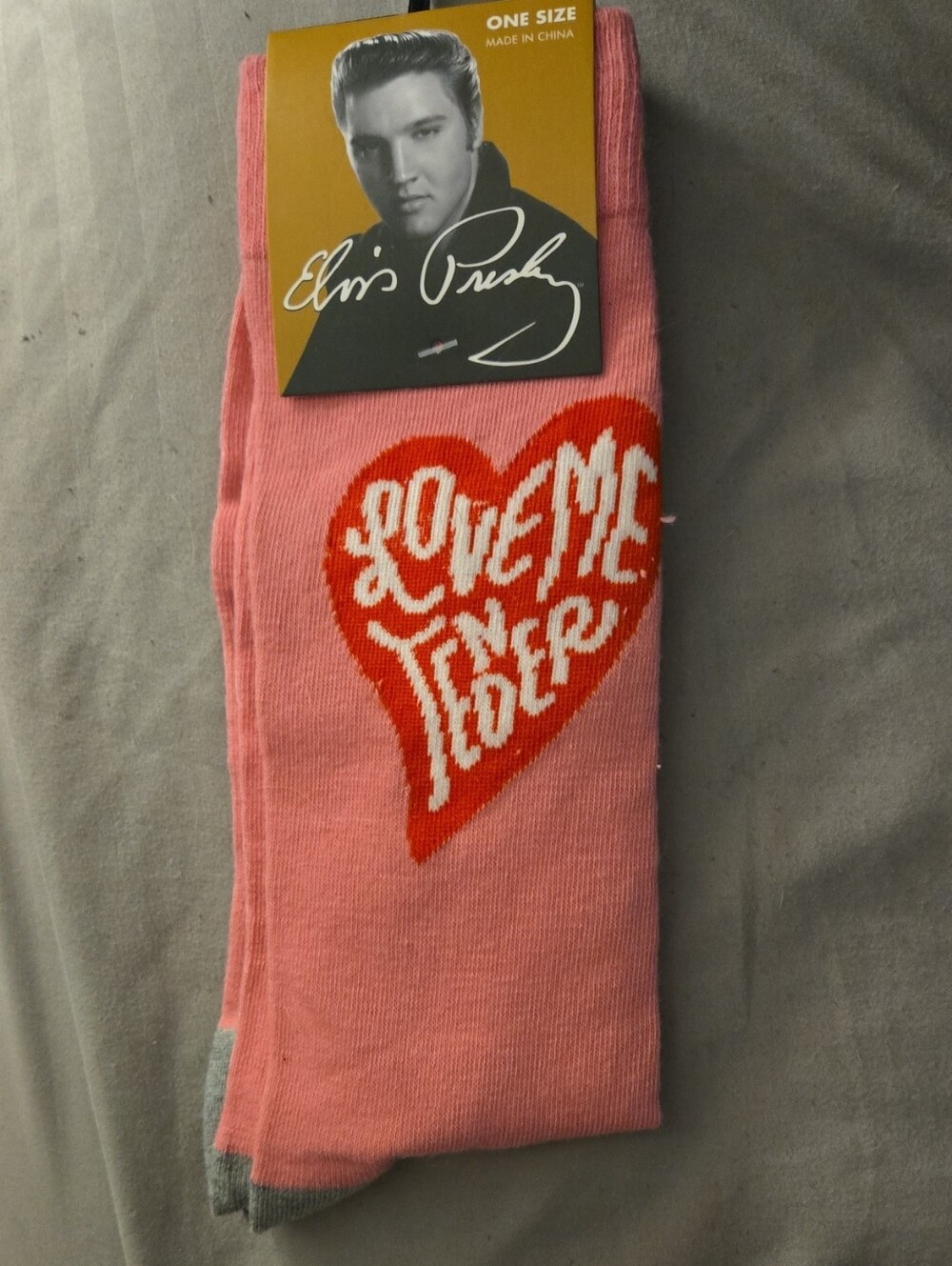 Pink 'Love Me Tender' Graphic Socks